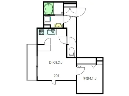 VILLA LUMINOSA (1DK/2階)の間取り写真