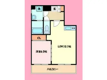 アキザワビル(1LDK/3階)の間取り写真