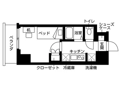 バウスクロス東海大学前(1K/6階)の間取り写真