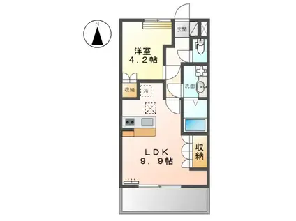 ファインパストラルII(1LDK/1階)の間取り写真