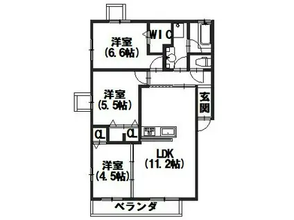 アミカル宮ノ前 1(3LDK/2階)の間取り写真