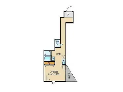 グラースK(ワンルーム/1階)の間取り写真