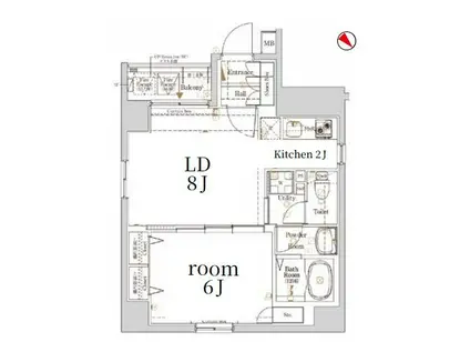 LOG銀座東/ログ銀座東(1LDK/2階)の間取り写真