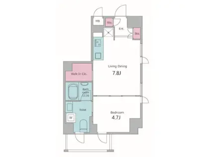 KDXレジデンス駒沢公園(1DK/6階)の間取り写真