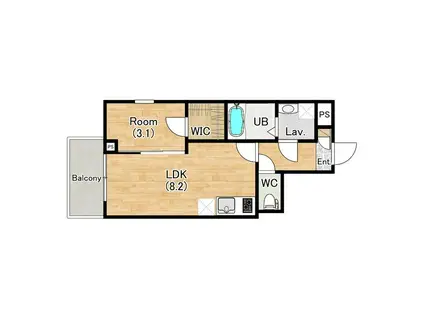 ジーメゾン名古屋小田井リュソー(1LDK/2階)の間取り写真