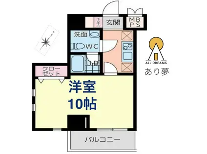 ヴェッセル平沼橋(1K/3階)の間取り写真