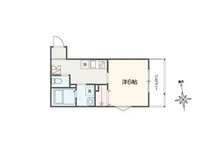 MELDIA小手指(1K/1階)の間取り写真