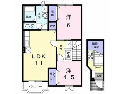 ソレアードコヤマ(2LDK/2階)の間取り写真