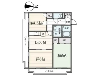 カディール二俣川(3DK/2階)の間取り写真