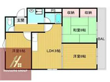 サンウエスト(3LDK/3階)の間取り写真