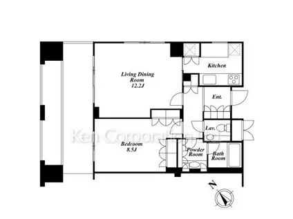 神谷町プライムプレイスレジデンス(1LDK/11階)の間取り写真
