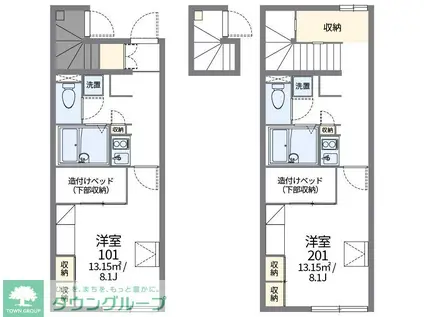 レオパレスグランデ(1K/1階)の間取り写真