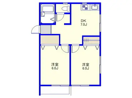 ラークヒルズ(2DK/2階)の間取り写真
