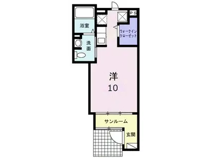 メゾン ド フルールII(ワンルーム/1階)の間取り写真