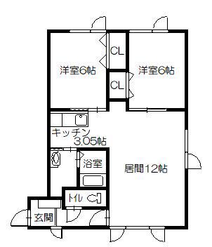 ルーブル(2LDK/2階)の間取り写真