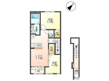 グリーン(2LDK/2階)の間取り写真