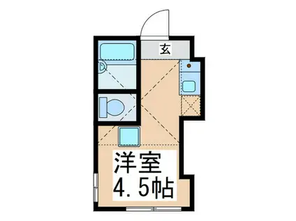 プライムテラス青葉台(ワンルーム/1階)の間取り写真