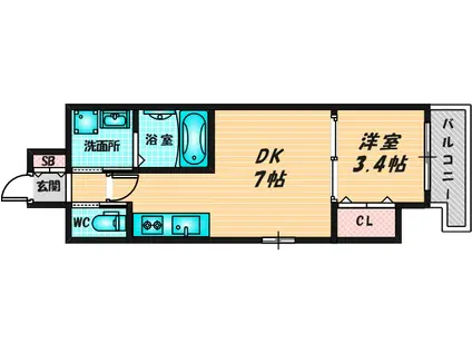 クローバー・クレスト(1DK/3階)の間取り写真