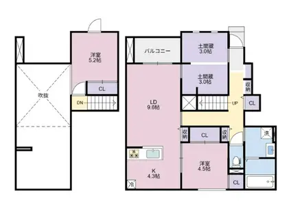 BELLE LEAD 東吉野 A棟(2SLDK/2階)の間取り写真