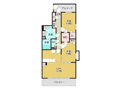 ハッピーマンション八丁牟田(2LDK/3階)の間取り写真