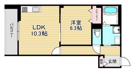 ストック羽沢(1LDK/1階)の間取り写真