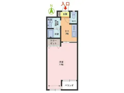 アイロイヤル明里(1DK/2階)の間取り写真