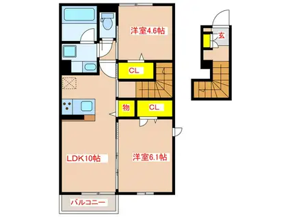 AVENIR五代町I(2LDK/2階)の間取り写真