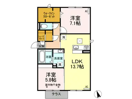 パーチェGINANII(2LDK/3階)の間取り写真