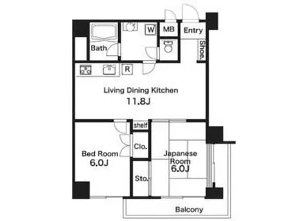 ライブ赤羽(2LDK/1階)の間取り写真