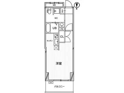地下鉄四つ橋線 本町駅 徒歩4分 13階建 築19年(ワンルーム/2階)の間取り写真