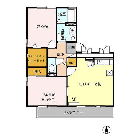 セジュール早水 I号館(2LDK/1階)の間取り写真
