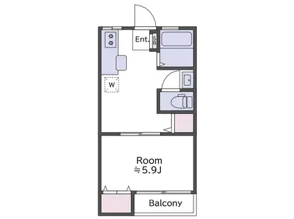 タウンハウス(1DK/3階)の間取り写真