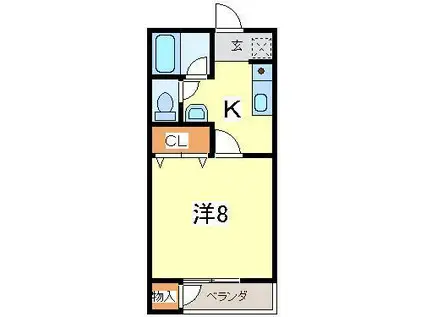 イーリスガーデン(1K/1階)の間取り写真