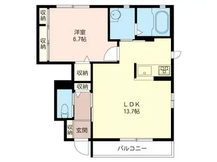 SHM サンべルデ A(1LDK/1階)の間取り写真