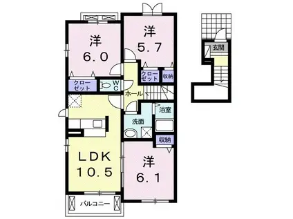 サウス・アクシスI(3LDK/2階)の間取り写真