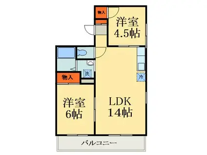 パールハイツ(2LDK/2階)の間取り写真