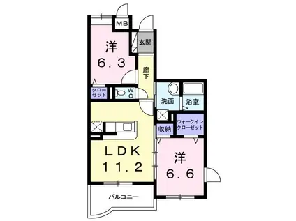 アルフレンテ(2LDK/2階)の間取り写真