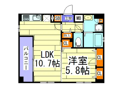 シェーンブルン(1LDK/9階)の間取り写真
