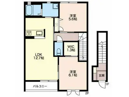 SUNFLOWER(2LDK/2階)の間取り写真