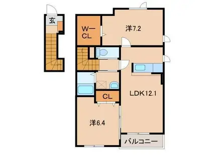 リジェールI(2LDK/2階)の間取り写真