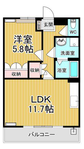 エスポアールSII(1LDK/2階)の間取り写真