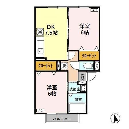 アドニスT・M353(2DK/2階)の間取り写真