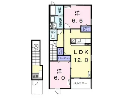 モデルノ コルソB(2LDK/2階)の間取り写真