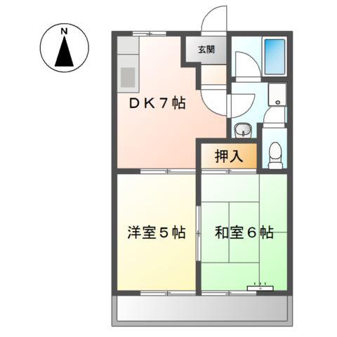 ユーハイムKATO(2DK/1階)の間取り写真