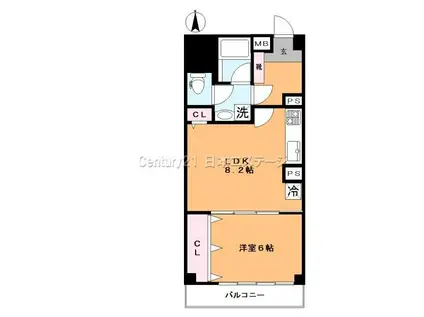 須賀マンション(1LDK/8階)の間取り写真