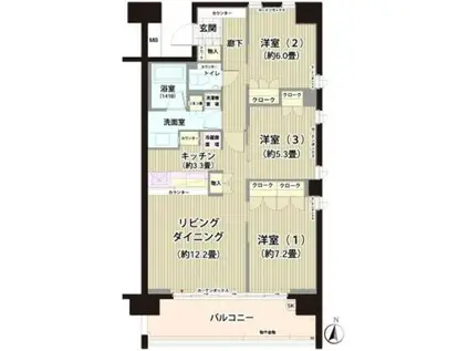 ガーデニエール砧レジデンス(2SLDK/1階)の間取り写真