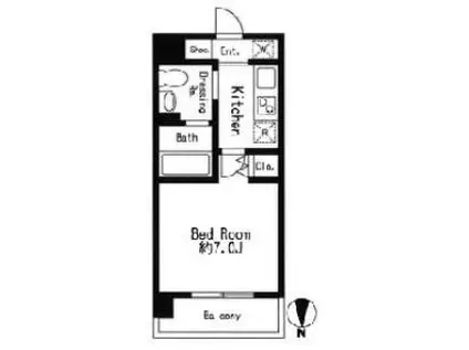 ドゥーエ西大島II(1K/11階)の間取り写真