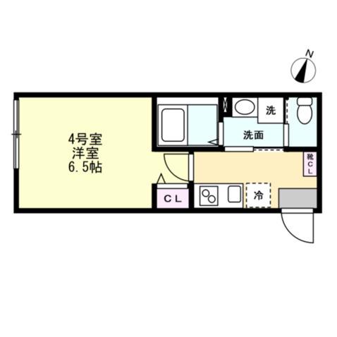 ベイルーム相模原リノ(1K/1階)の間取り写真