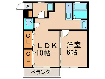水野ビル(1LDK/1階)の間取り写真