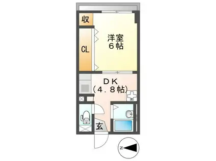 第一不二マンション(1DK/1階)の間取り写真